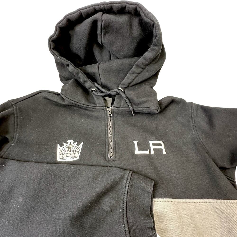 LA Kings Los Angeles NHL Men's XXL Premium Quality Quarter-Zip Hoodie Grey Black